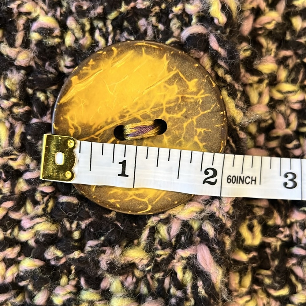 Free People Long Button Up Sweater Purple & Yellow with 2” Buttons - Picture 5 of 12
